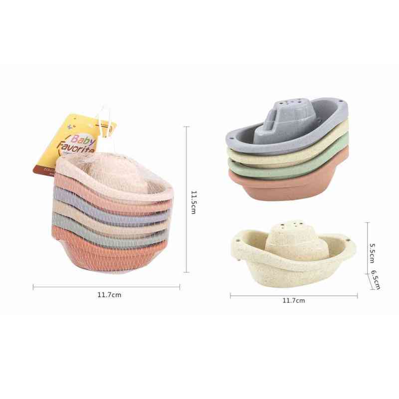 6pcs Of Set Baby Bath Boat-shaped Stacked Cup Also Play On Beach For Toddler Newborn Baby Let Baby Love Bathing
