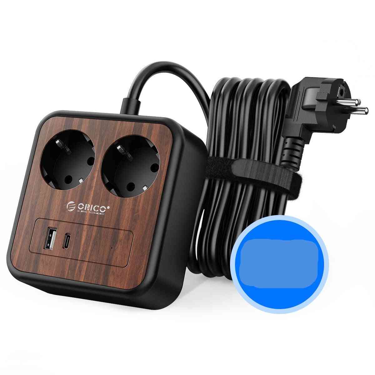 Portable Power Strip 2ac Outlets Usb C Fast Charging Socket
