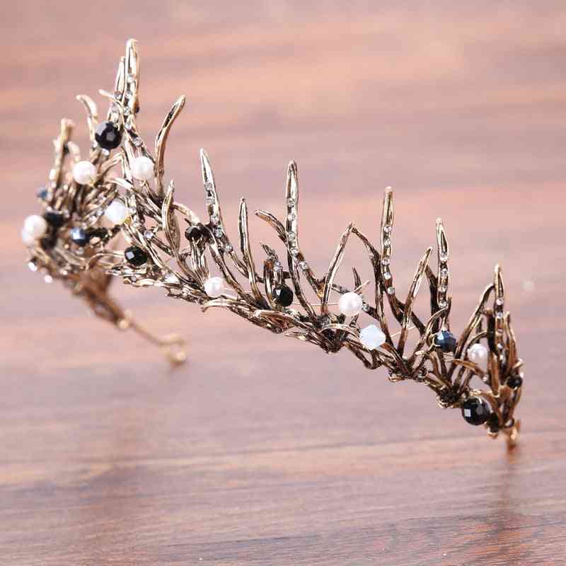 Vintage Wedding Crown Pearl Rhinestone Headdress Bridal Crown Hair Accessories