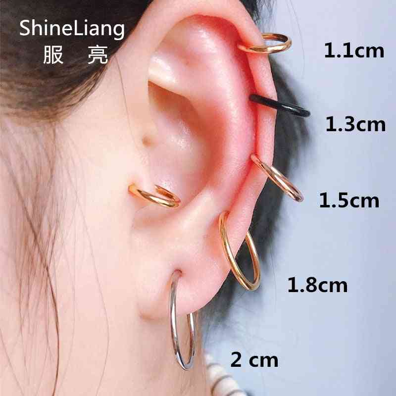 2pcs Unisex Punk Clip On Ear Without Piercing No Hole Fake Body Nose Lip Small Hoop Gold Rings Jewelry Earrings For Women Men