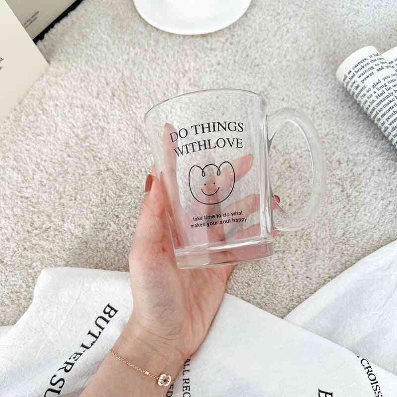 300ml Lead-free Smiley Printed Glass Cup