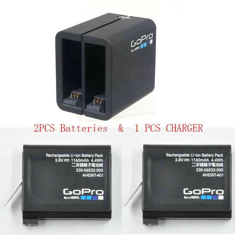 Original For Gopro Hero4 Hero 4 Dual Battery Charger Ahbbp-401 + 2 Original Battery