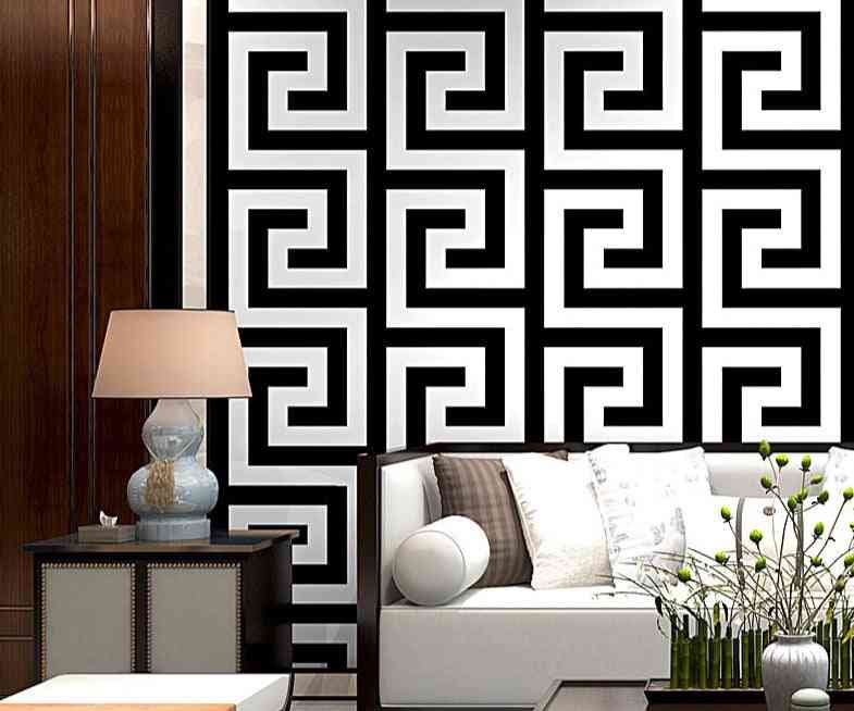 Greek Key Lattice Modern Geometric Wallpaper