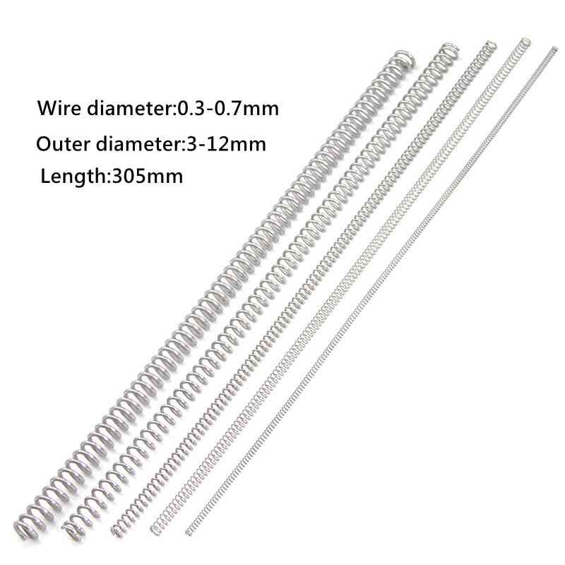 1pcs 304 Stainless Steel Wire Diameter 0.3-0.7mm Outer Diameter 3-12mm Spring Compression Pressure Springs Length 305mm