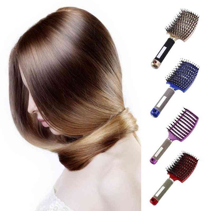 Hair Scalp Massage Comb Hairbrush Bristle Nylon Women Wet Curly Detangle Hair Brush For Salon Hairdressing Styling Gh44