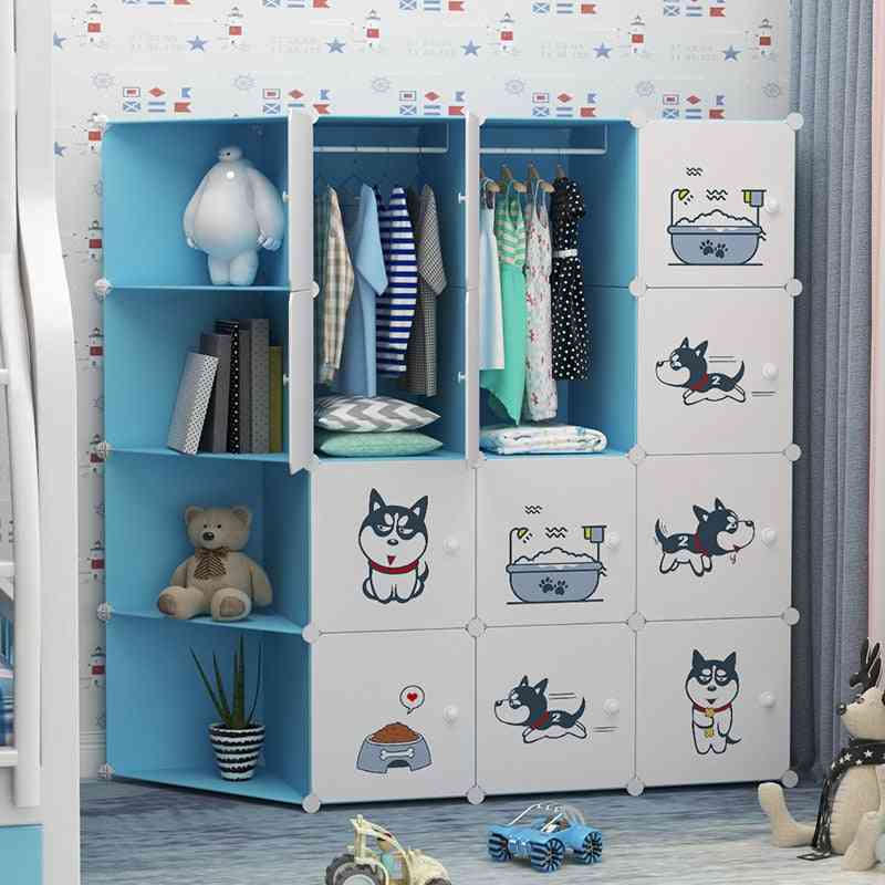 Simple Modern Economical Assembly Of's Cartoon Baby Wardrobe Plastic Household Bedroom Lockers Furniture