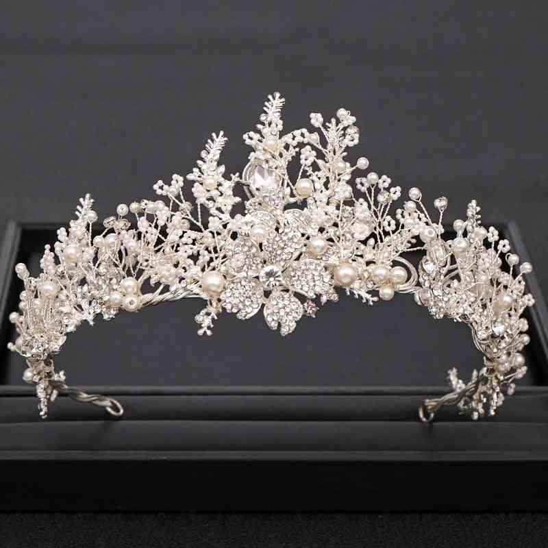 Trendy Handmade Wedding Baroque Pearl  Crown Hair Accessories