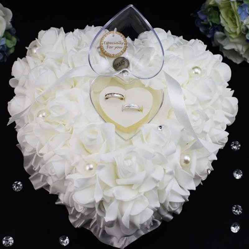 1pcs Jewelry Case Heart-shape Rose Flowers Ring Box