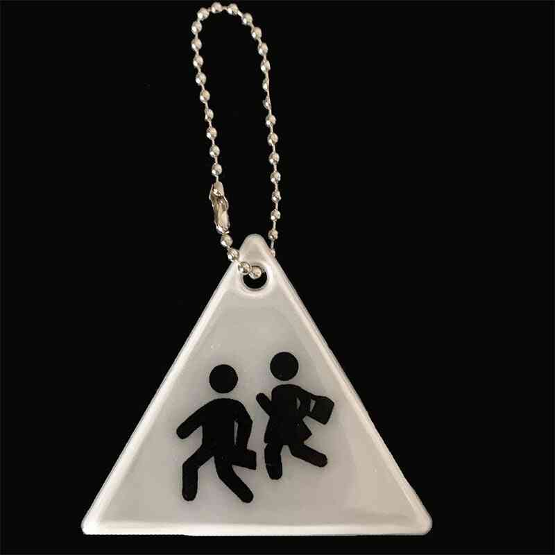 10pcs Colorful Triangle Reflective Keychains Bag Pendant Reflector