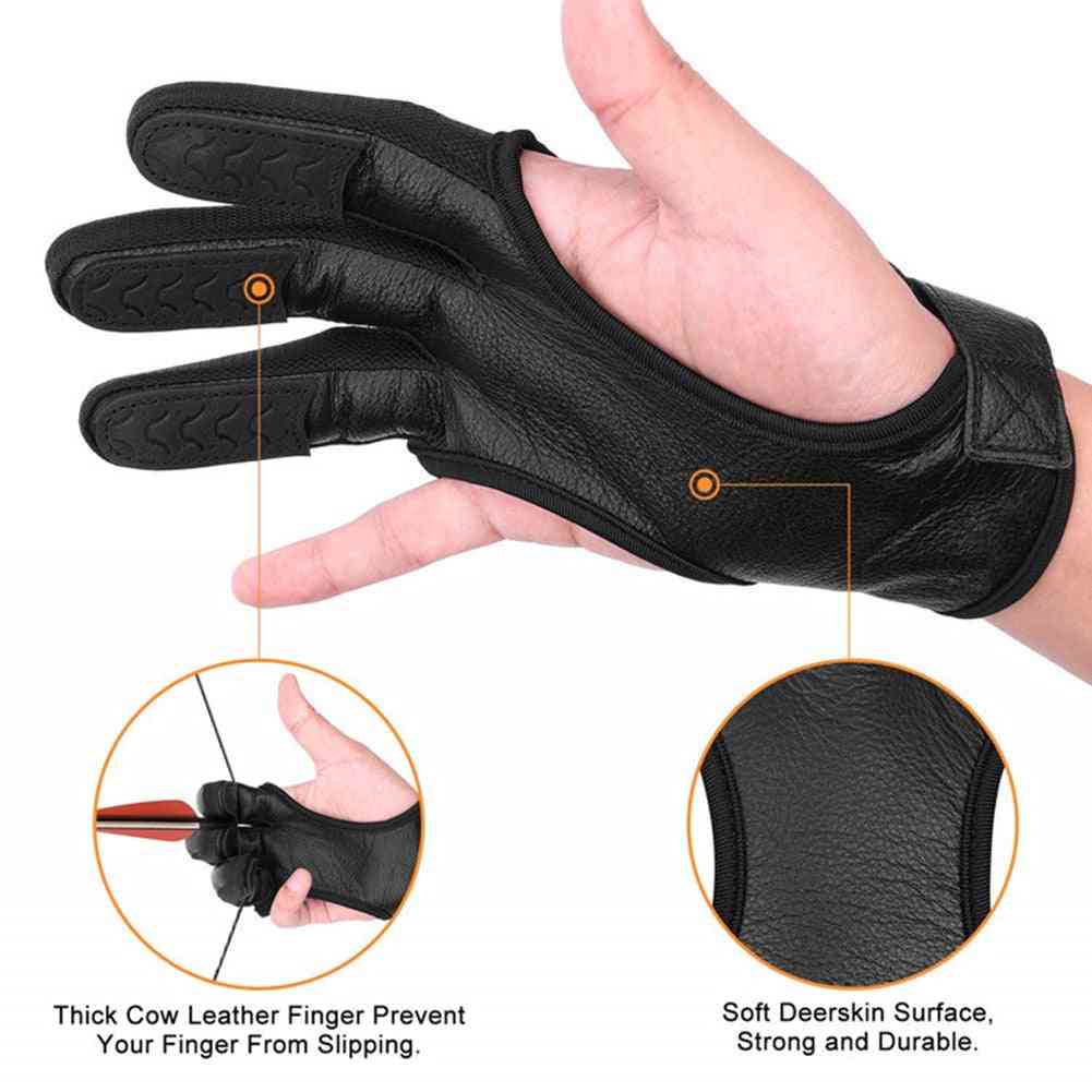Hunting Bow And Arrow Archery 3 Finger Gloves