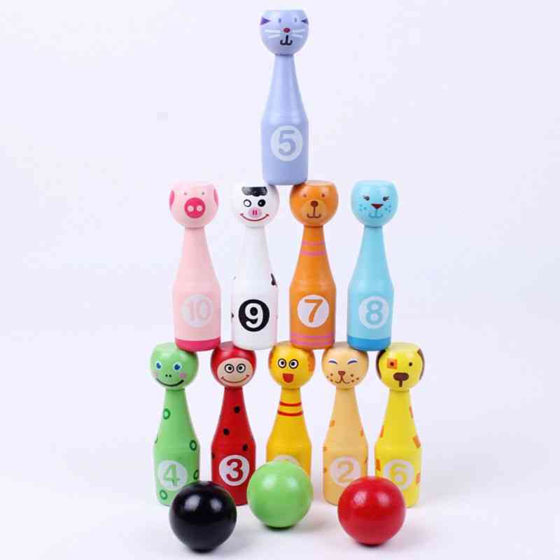 Wooden Animal Bowling Pin Game For