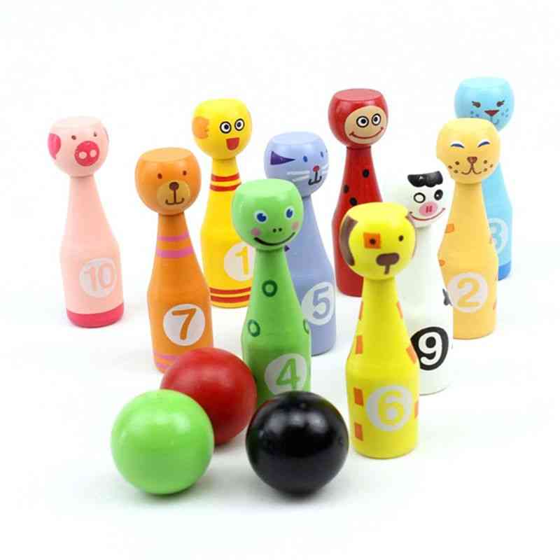 Wooden Animal Bowling Pin Game For