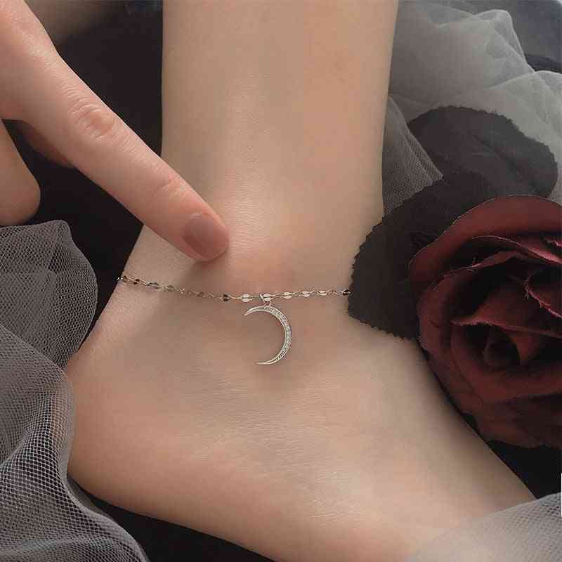 925 Sterling Silver Moon Anklets