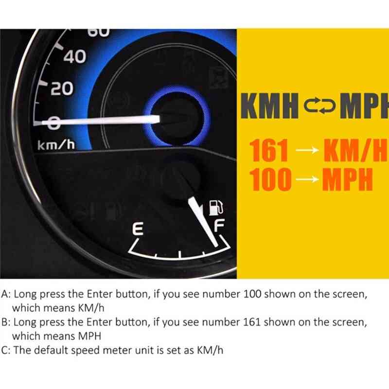 Digitaalinen nopeusnäyttö mph yli nopeuden herätyskello kaikille ajoneuvoille