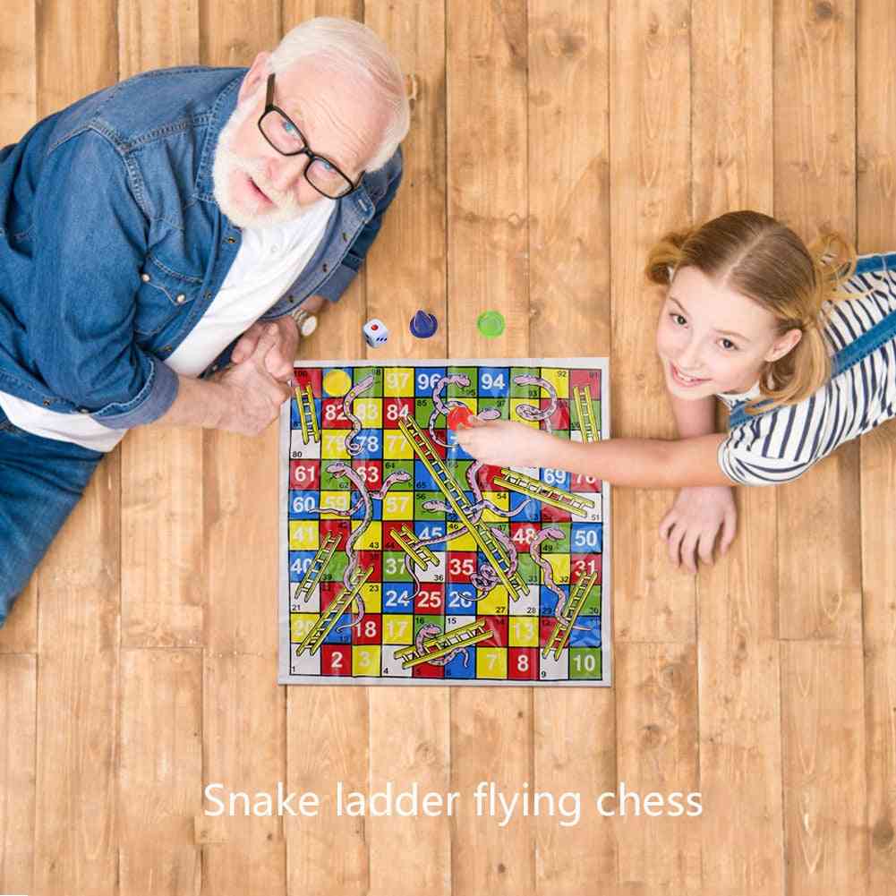 Portable Kids Snake Ladder Flight Chess Set Educational