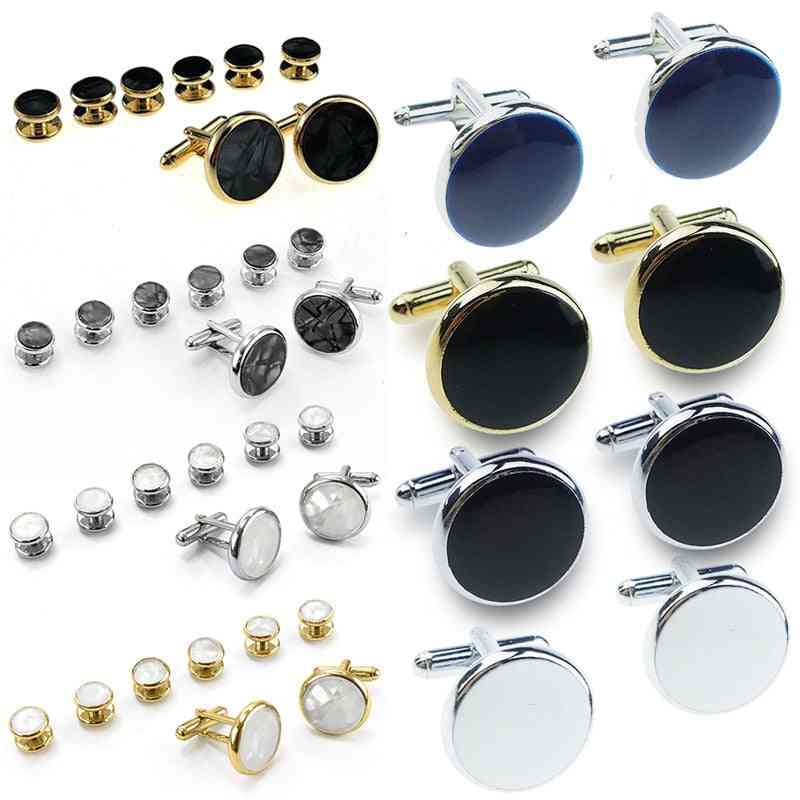 8 Styles Round Plated Cufflinks Arm Buttons For Men