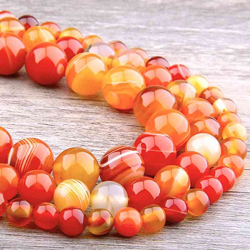 Smooth Striped Agates Round Stone Loose Spacer Beads For Jewelry Making