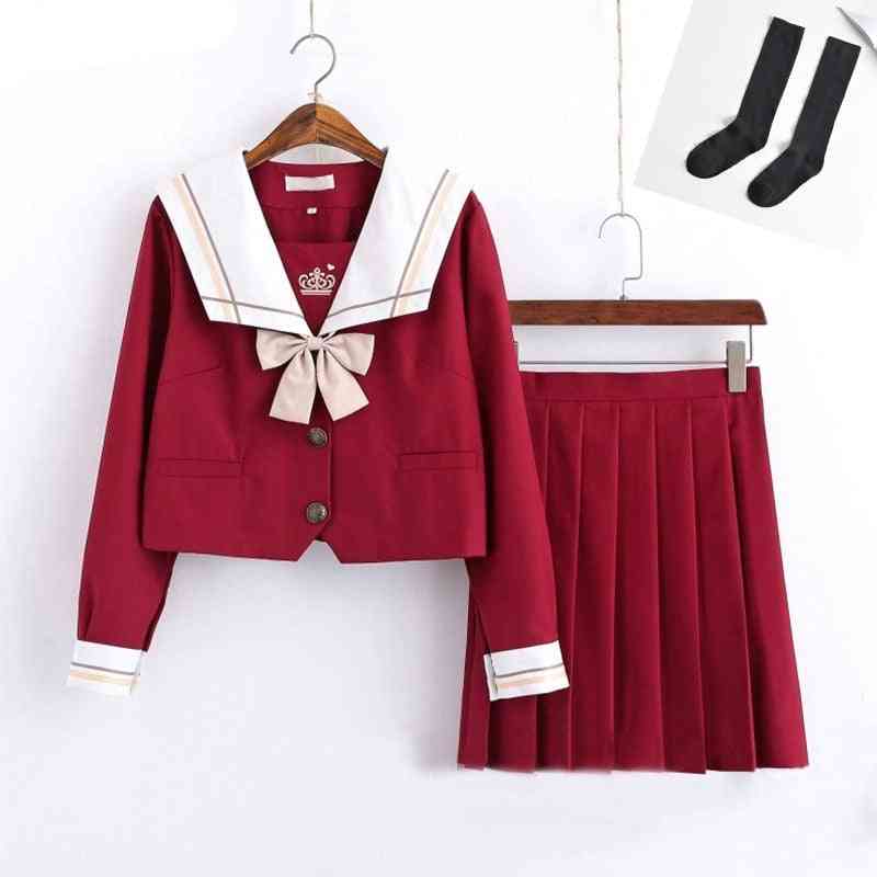 Autumn Summer School Uniforms For-sailor Pleated Skirt