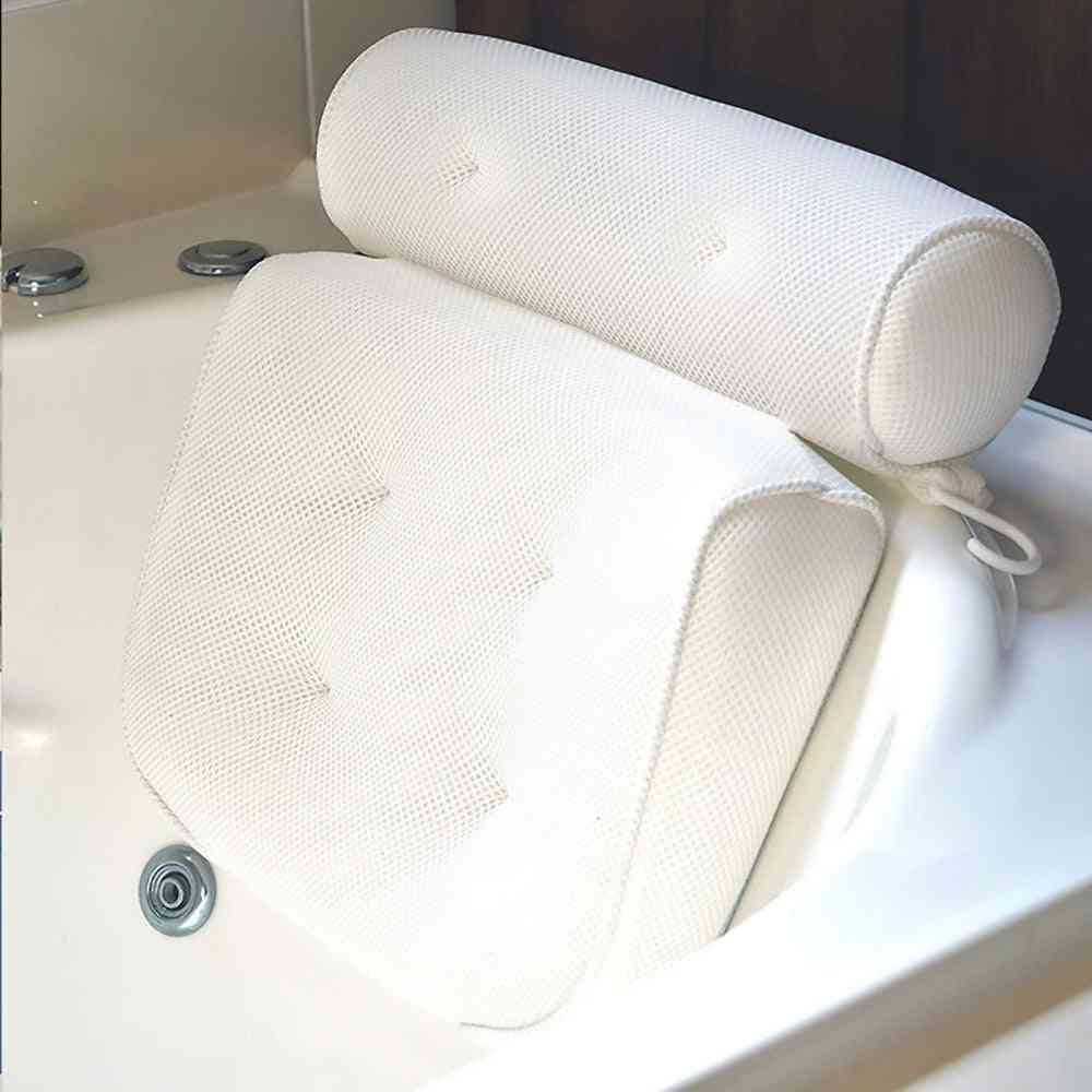Mesh Spa Bath Pillow With Suction Cups Neck And Back Support Spa Pillow