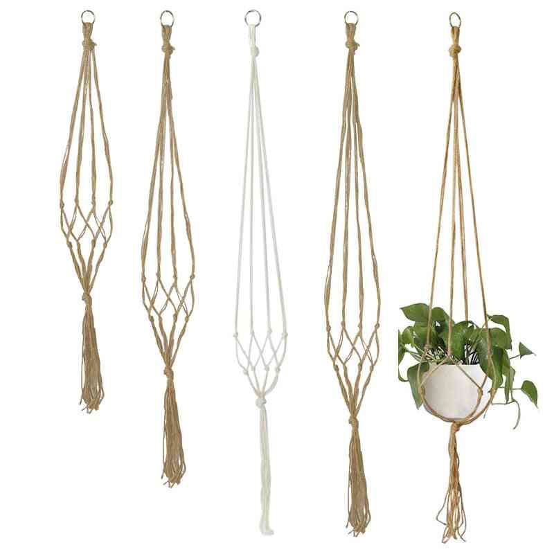 90/105/122cm Macrame Plant Hanger Baskets Flower Pots Holder Balcony Hanging Decor Knotted Lifting Rope Home Garden Supplies