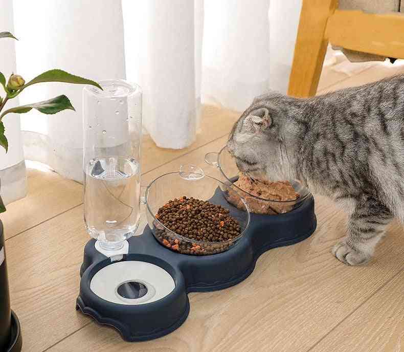 Pet Cat Automatic Feeder Food Bowl With Water Fountain