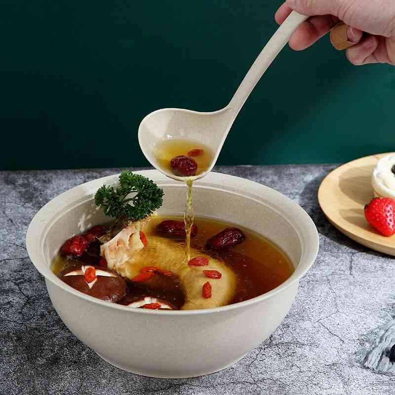 Wheat Straw Soup Bowl Set Household Anti Fall Big Soup Bowl With Lid Spoon