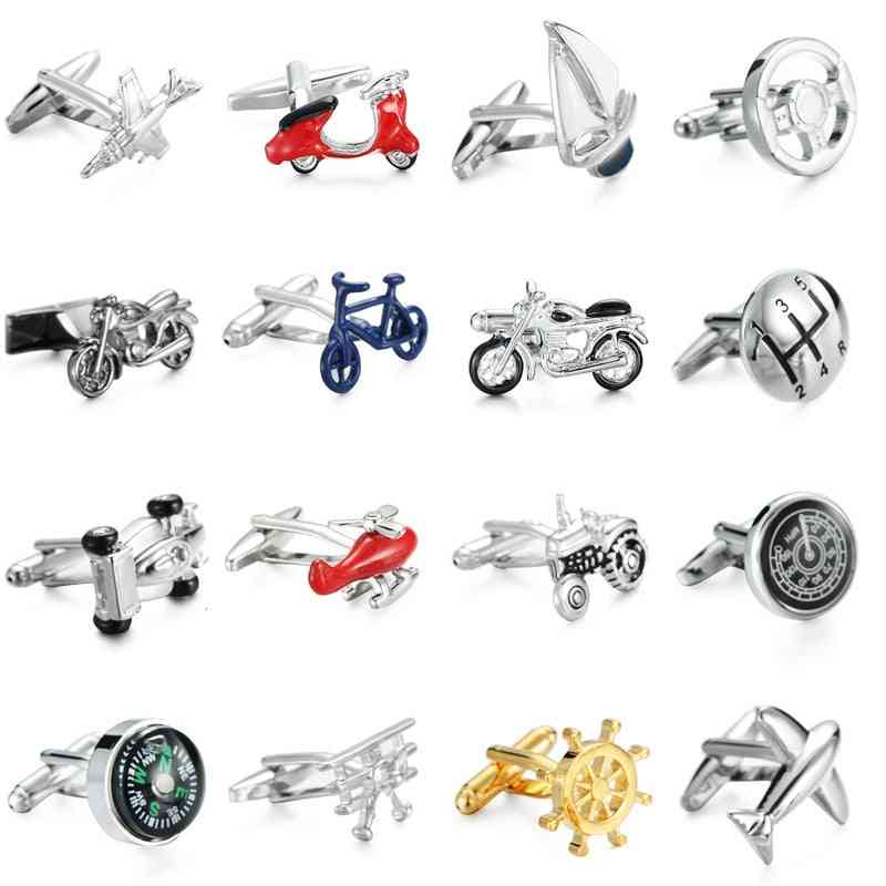 Aircraft Racing Boat Motorcycle Bicycle Style Cufflinks