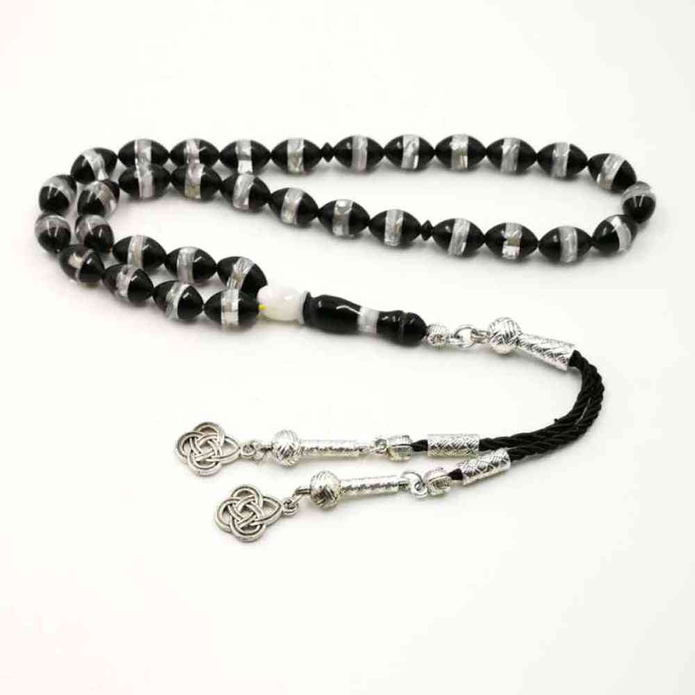Resin Tasbih Turkish Design Black And White 33 Beads