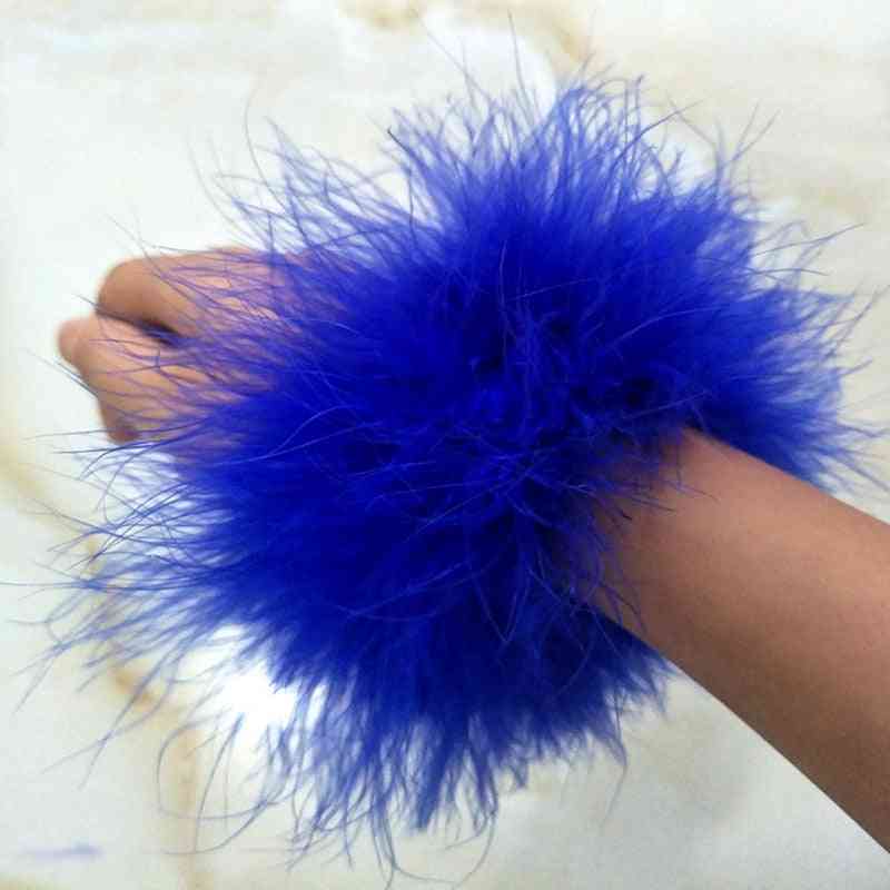 Real Ostrich Feather Fur Cuffs Women Bracelets