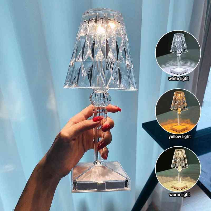 Diamond Table Lamp Rechargeable Night Lights Crystal Projection Desk Lamps