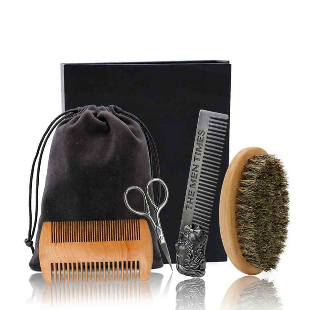 Beard Comb Brush Care Oil Tool Hair Set