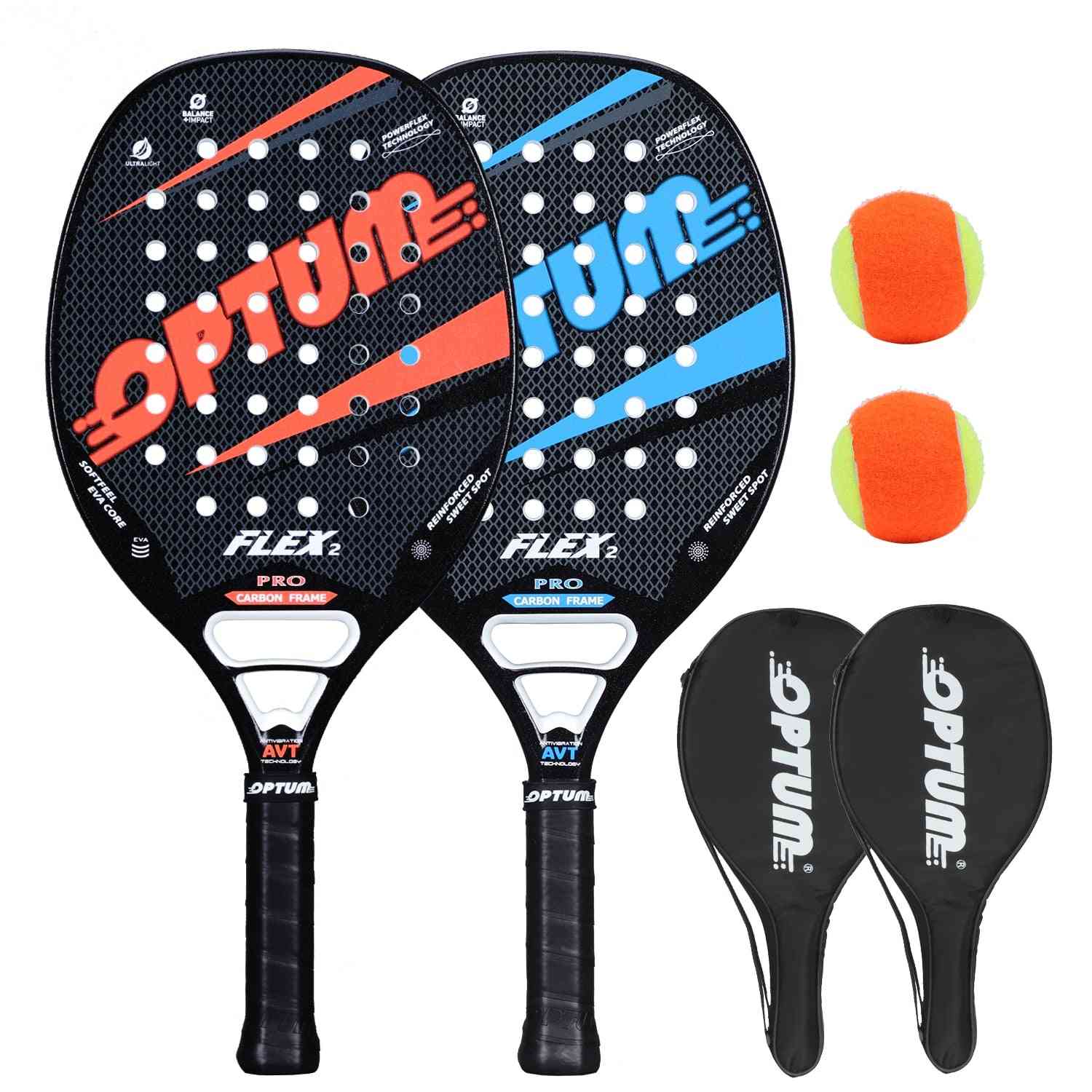 Flex2 Carbon Fiber Frame Beach Tennis Racket Set