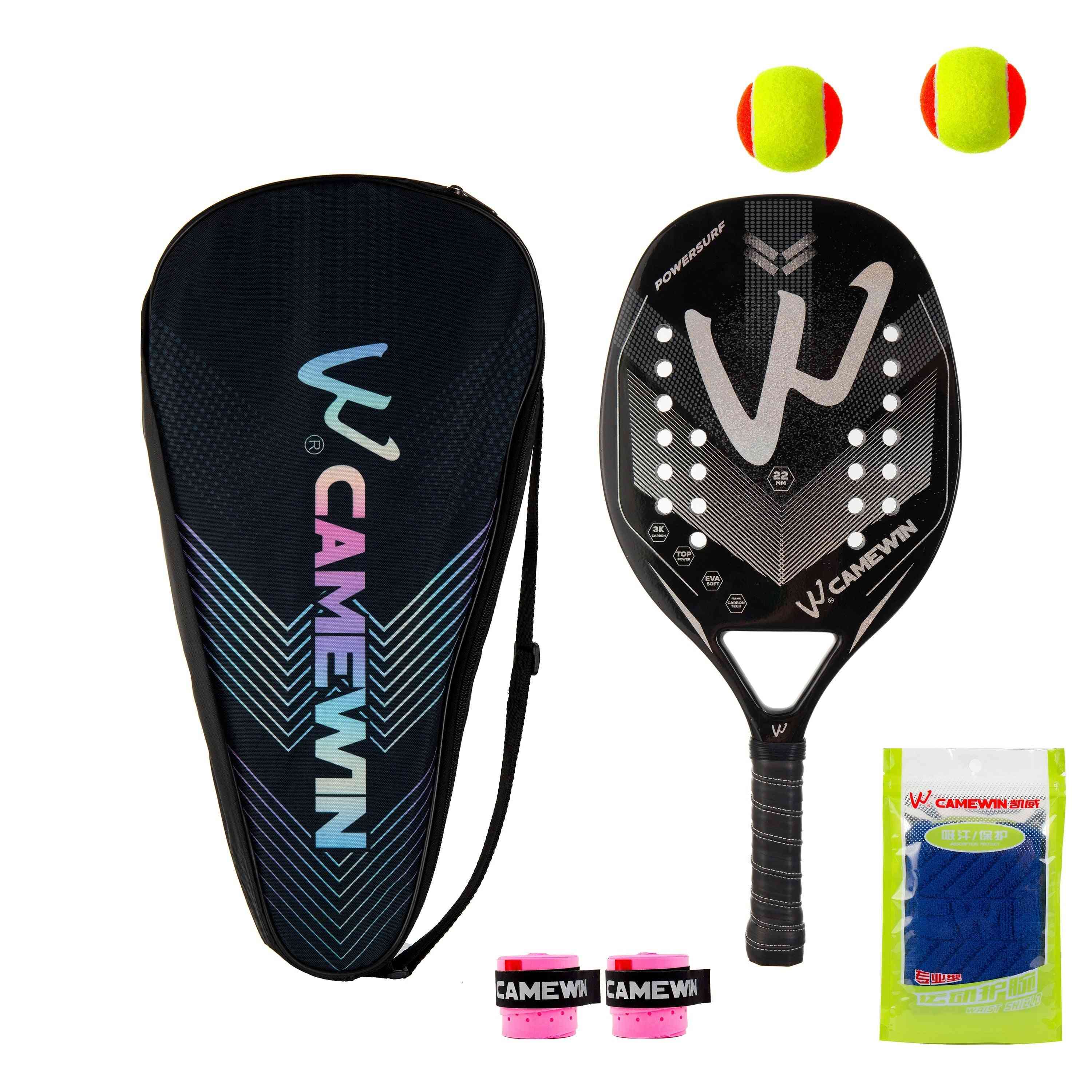 3k Carbon Fiber Rough Surface Beach Tennis Racket With Cover Bag