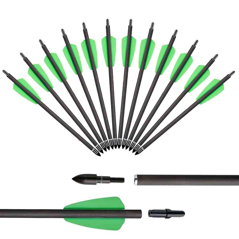 6/12/24pcs Carbon Crossbow Arrow - Plastic Feather Applicable Crossbow