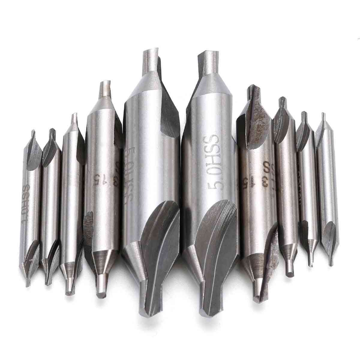 10pcs High Speed Steel Center Drills Combined Countersink Bits