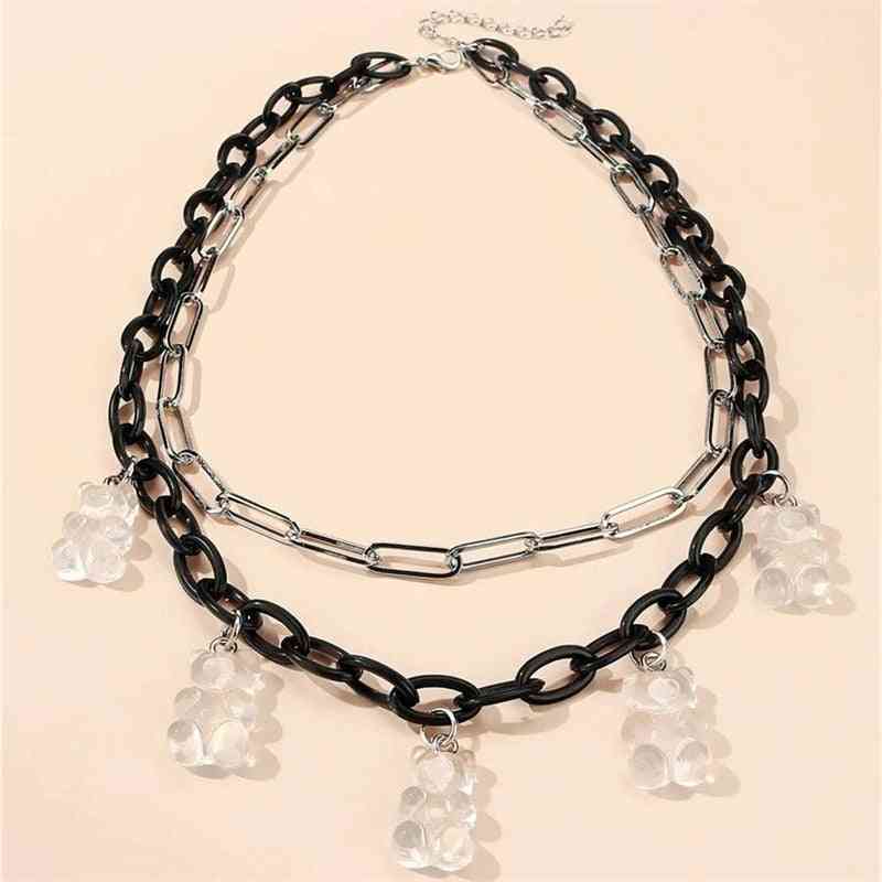 Transparent Pendant Double-layer Necklace For Female