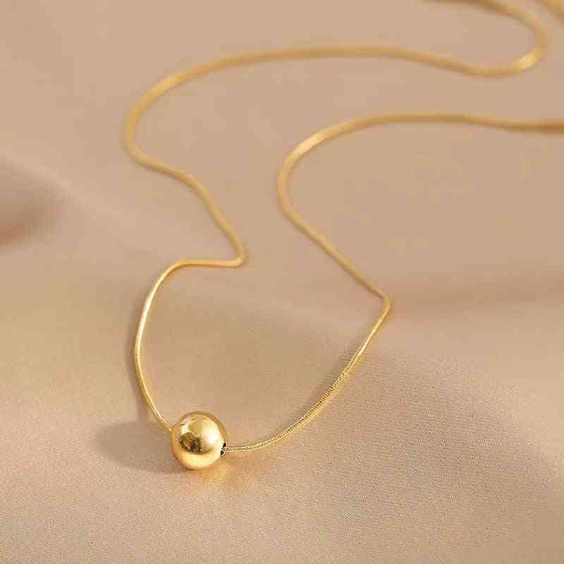 Classic Simple Ball Steel Short Necklace For Woman