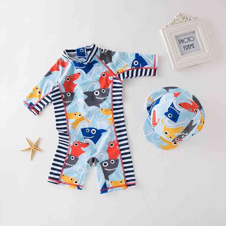 Shark Penguin Print Toddler Bathing Suit Set-d