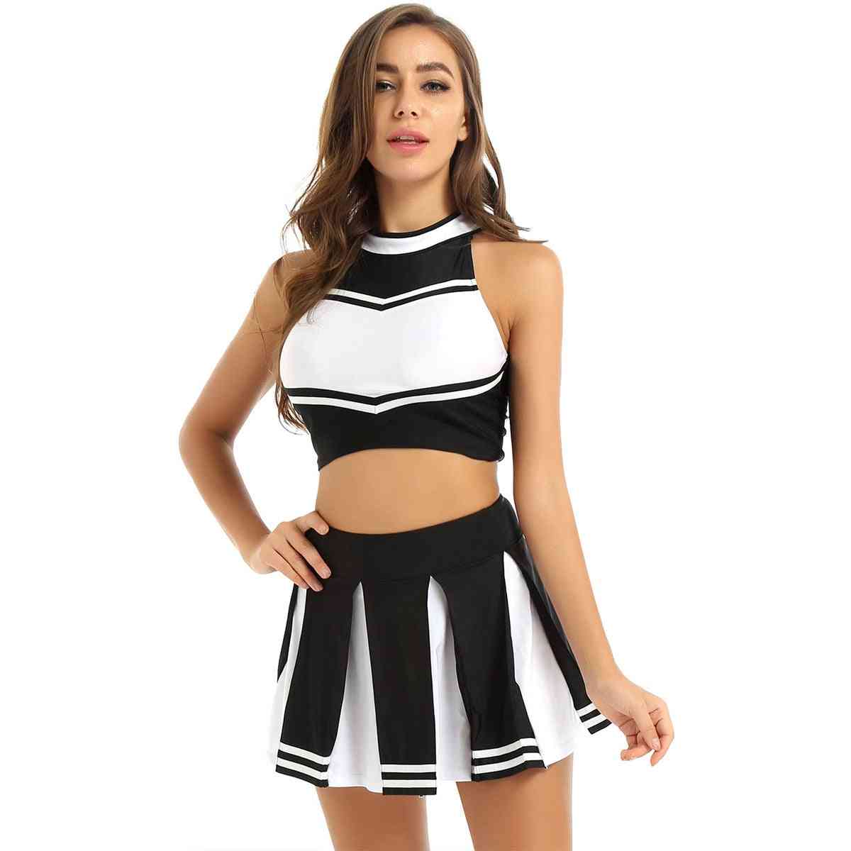 Women Cheerleading Collar Sleeveless Uniform Skirt